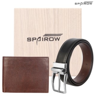 Leather Wallet-Belt combo- Brown